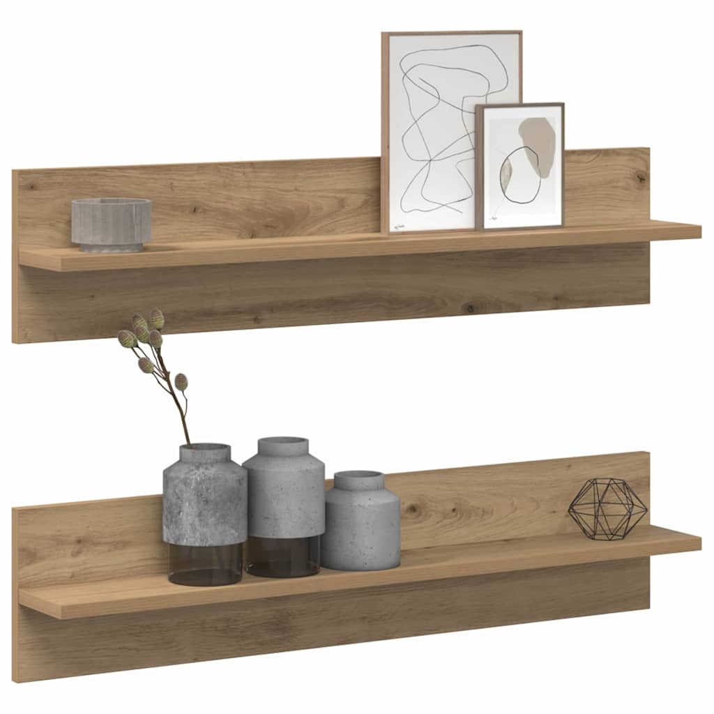Wandregale mit Regal 2 pcs Eiche handwerklich 80 x 11.5 x 18 cm
