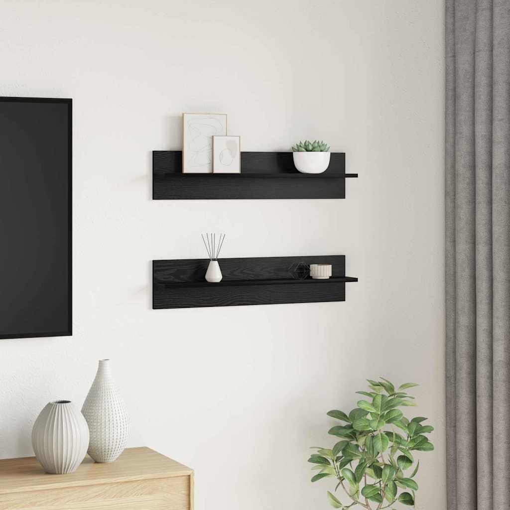 Wandregale 2 pcs Schwarze Eiche 80 x 11.5 x 18 cm Holzwerkstoff