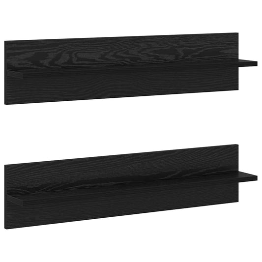 Wandregale 2 pcs Schwarze Eiche 80 x 11.5 x 18 cm Holzwerkstoff
