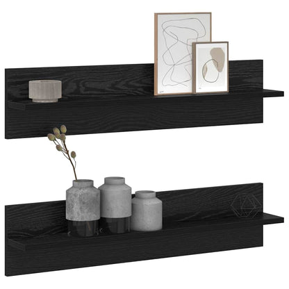 Wandregale 2 pcs Schwarze Eiche 80 x 11.5 x 18 cm Holzwerkstoff