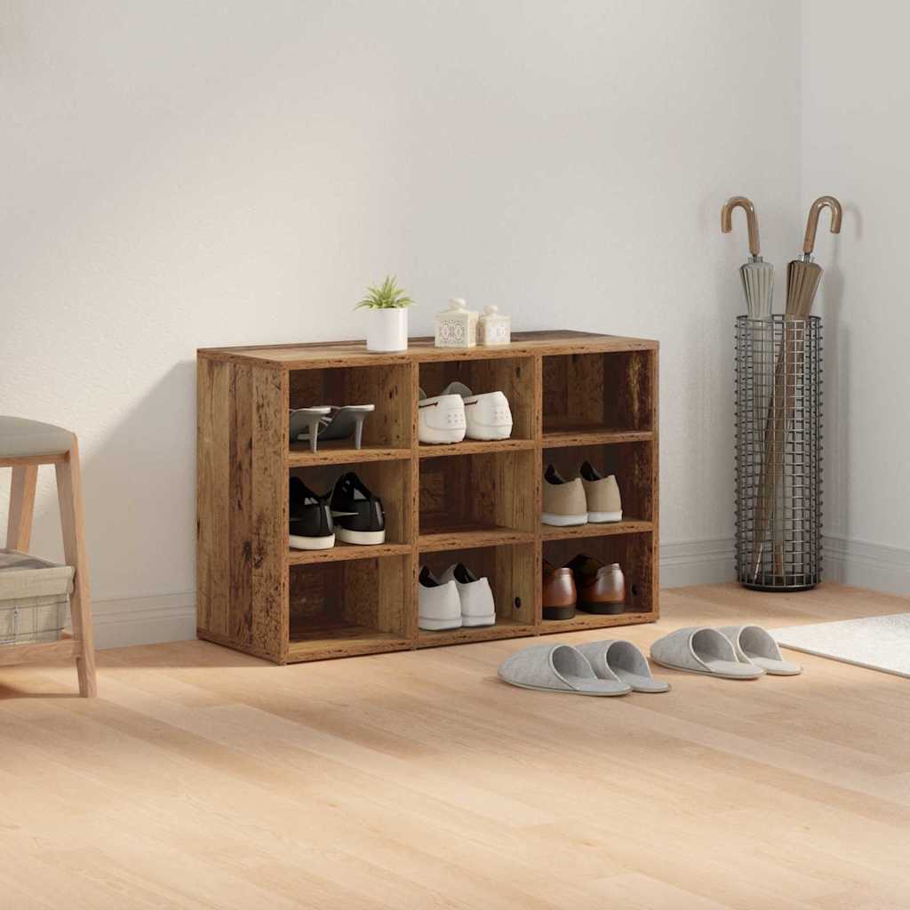 Schuhschrank mit Regal Altholz 77,5 x 30 x 51 cm Holzwerkstoff