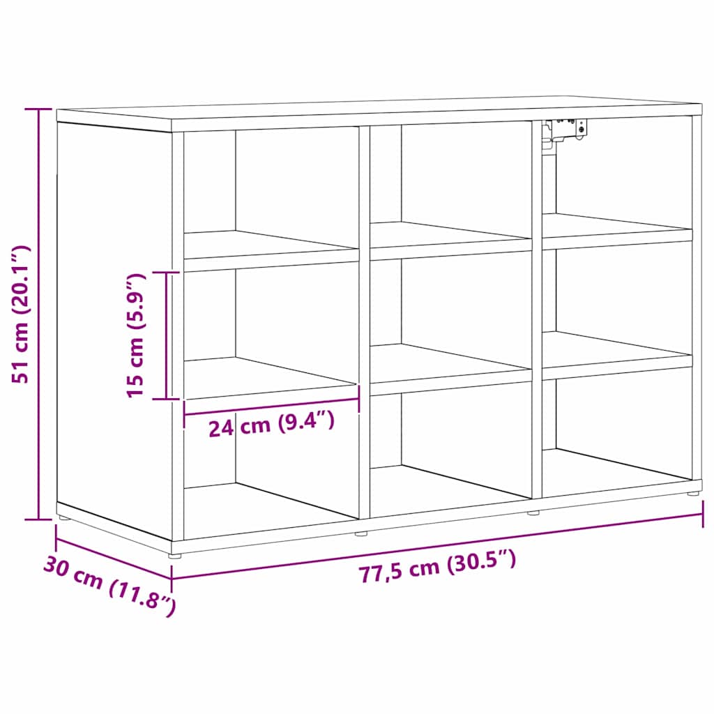 Schuhschrank mit Regal Altholz 77,5 x 30 x 51 cm Holzwerkstoff