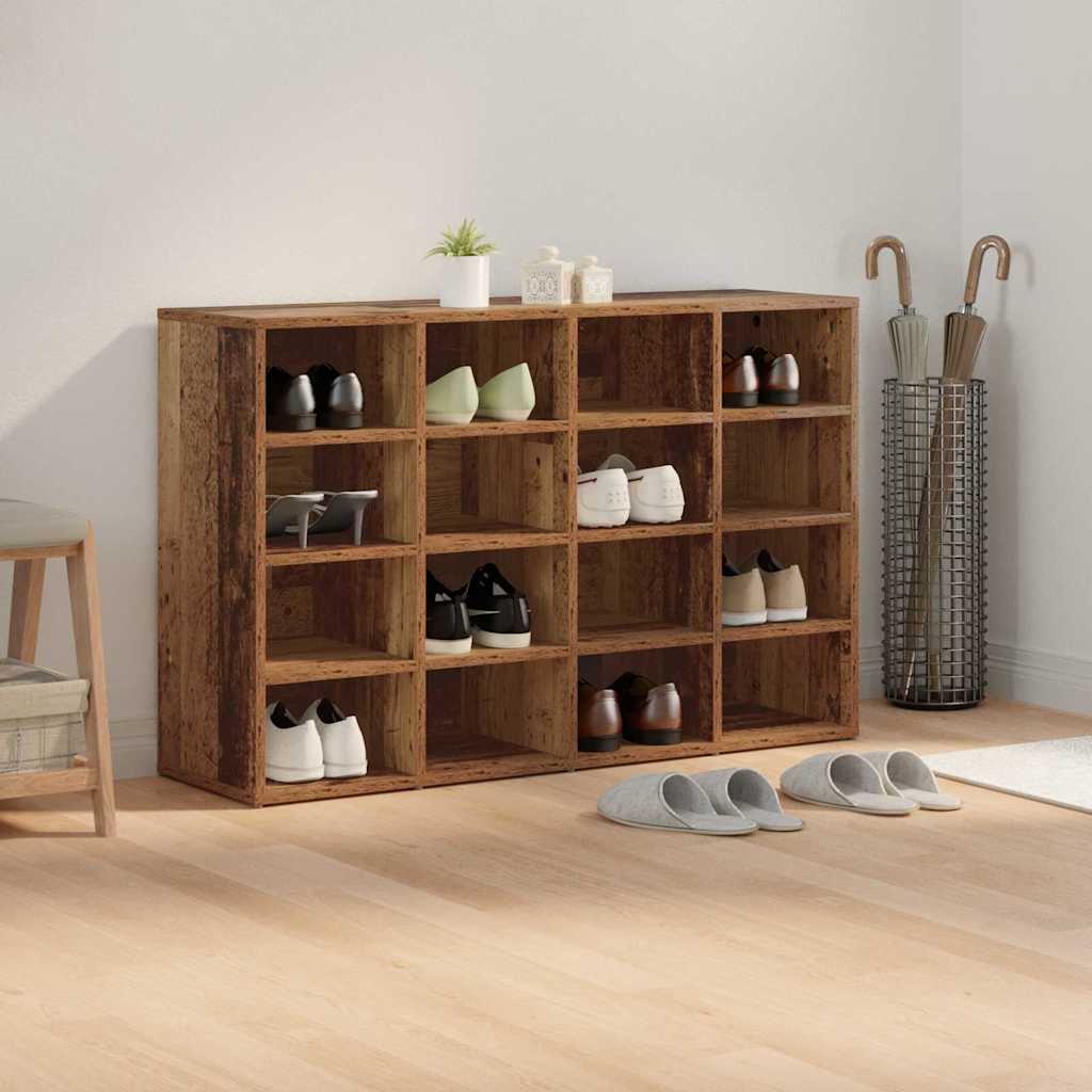 Schuhschrank mit Regal Altholz 103x30x51 cm Holzwerkstoff