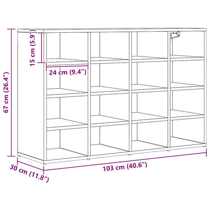 Schuhschrank Schwarze Eiche 103 x 30 x 67 cm Holzwerkstoff