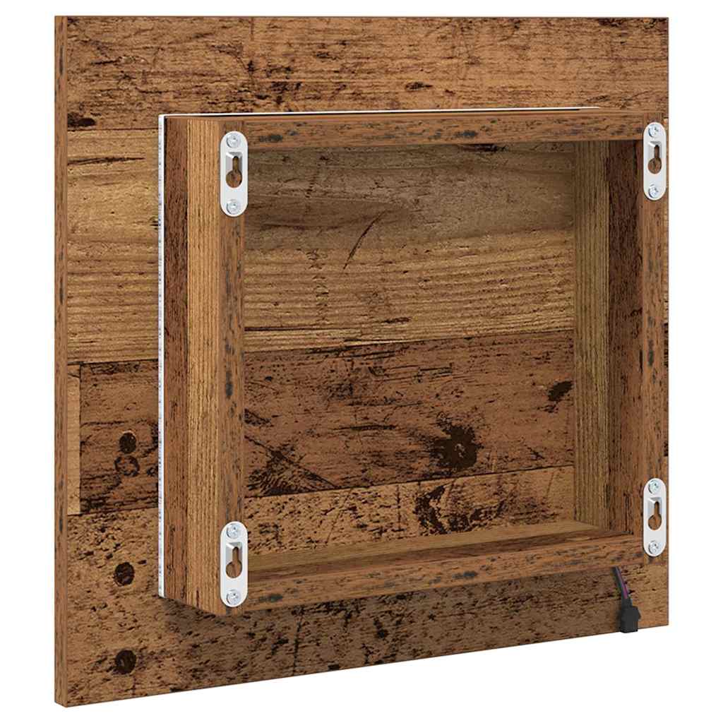 LED-Badezimmerspiegel Altholz 40 x 37 x 8.5 cm Holzwerkstoff