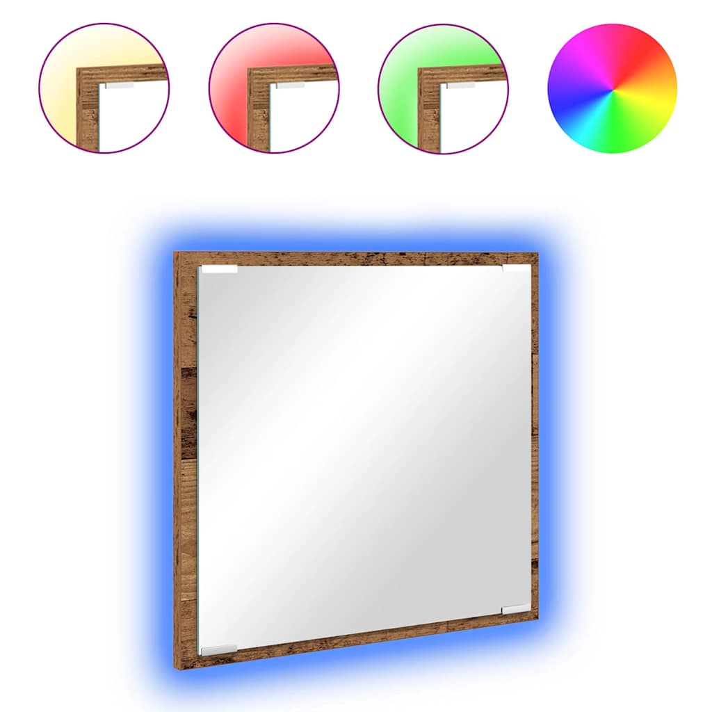 LED-Badezimmerspiegel Altholz 40 x 37 x 8.5 cm Holzwerkstoff