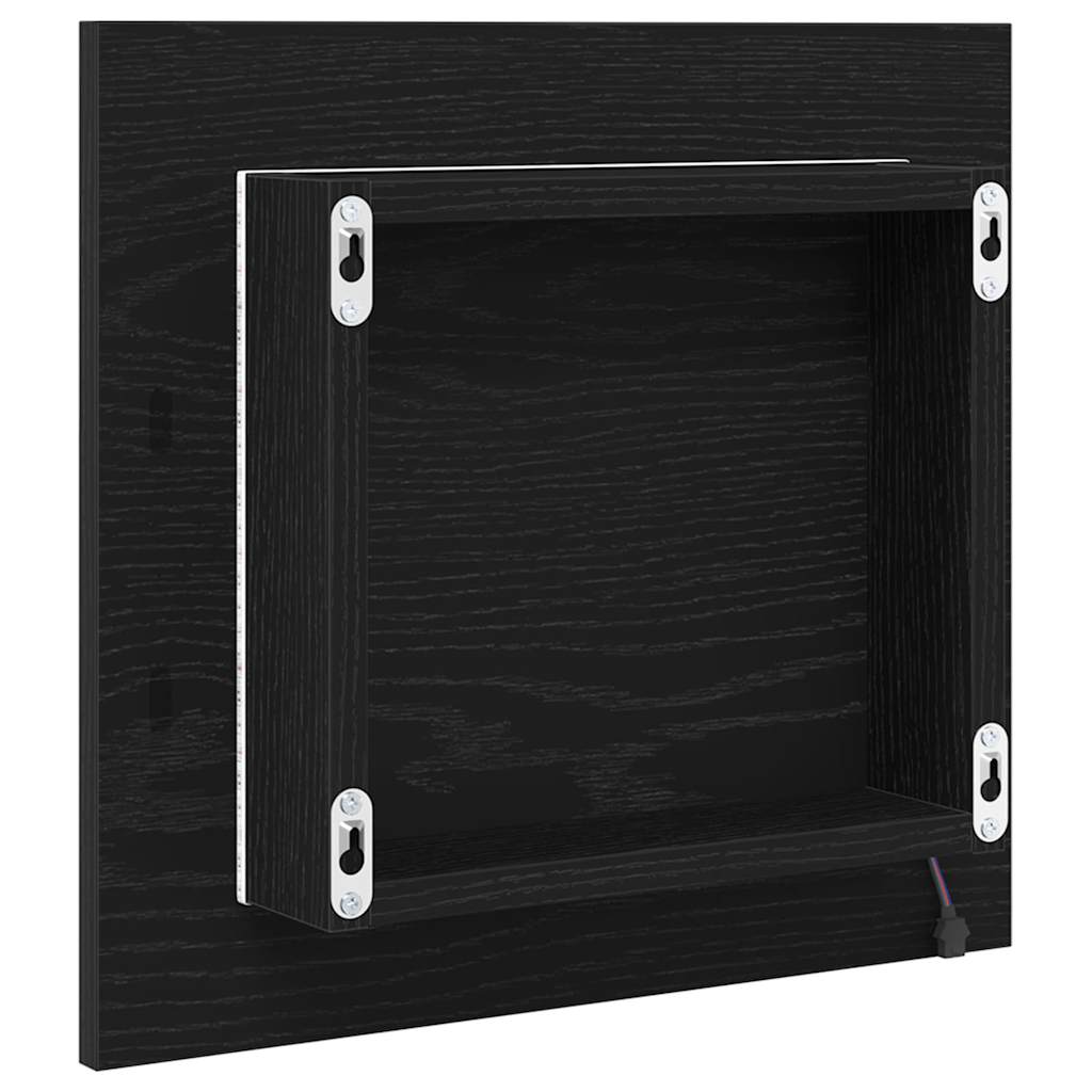 LED Badezimmer Spiegel Schwarz Eichen-Optik 40 x 8.5 x 37 cm