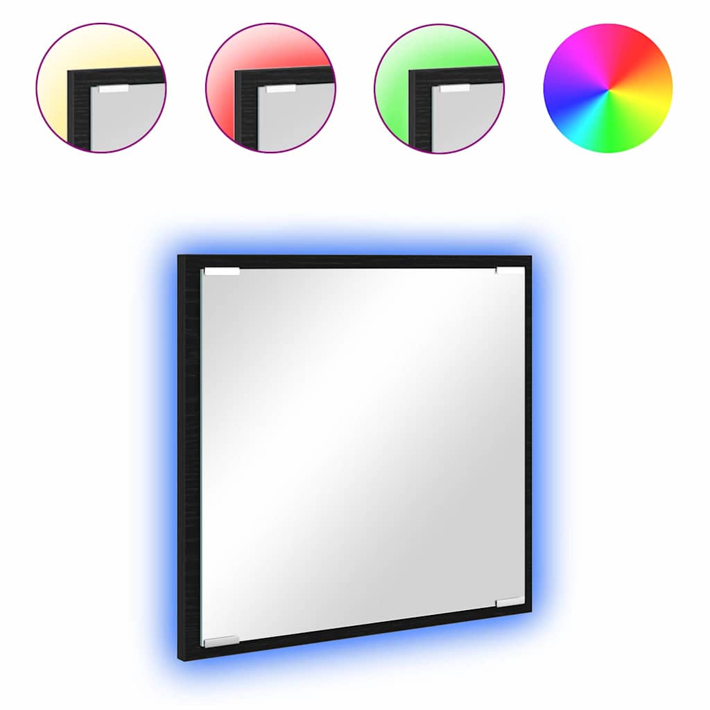 LED Badezimmer Spiegel Schwarz Eichen-Optik 40 x 8.5 x 37 cm