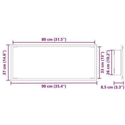 Spiegel Wandmontiert Altholz 90 x 8.5 x 37 cm Holzwerkstoff