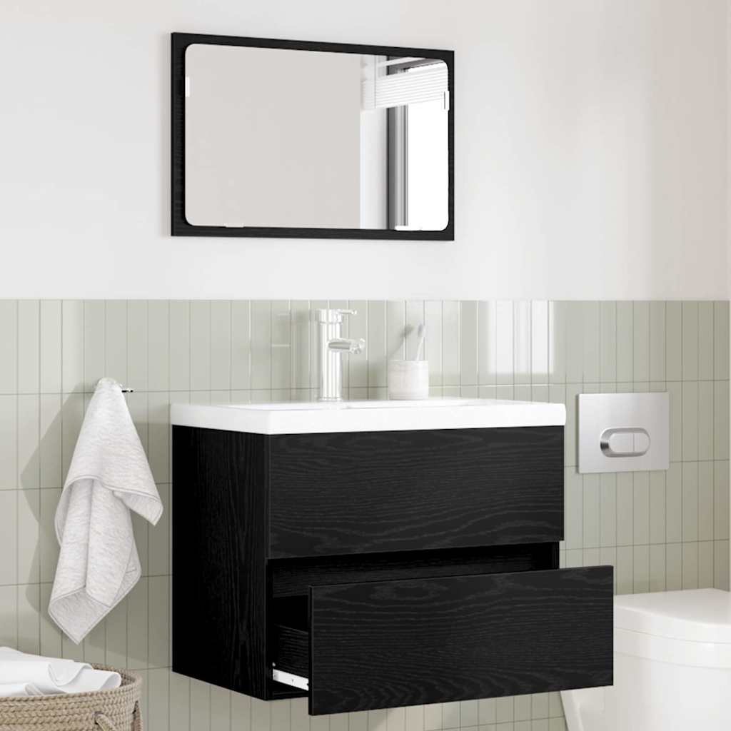 Badezimmermöbelset 2 pcs Schwarz Eichen-Optik 57 x 37 x 45 cm