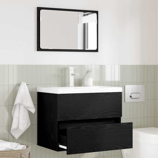 Badezimmermöbelset 2 pcs Schwarz Eichen-Optik 57 x 37 x 45 cm