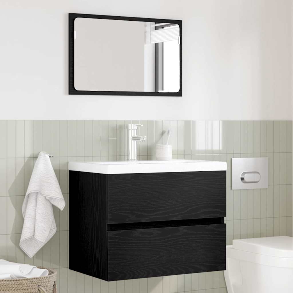 Badezimmermöbelset 2 pcs Schwarz Eichen-Optik 57 x 37 x 45 cm