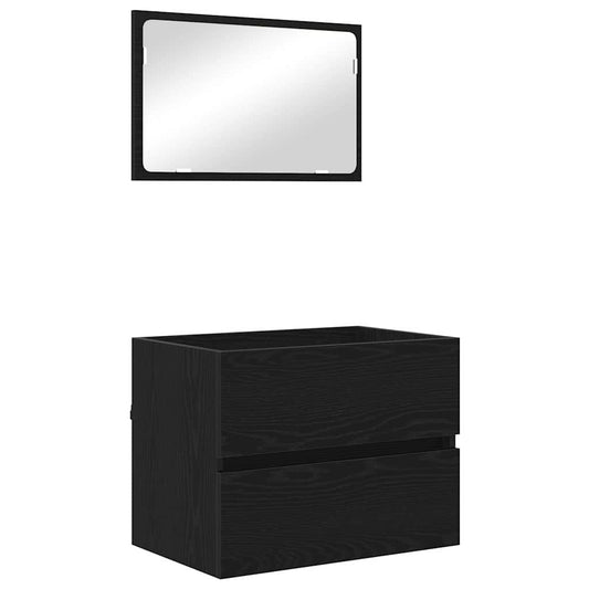 Badezimmermöbelset 2 pcs Schwarz Eichen-Optik 57 x 37 x 45 cm