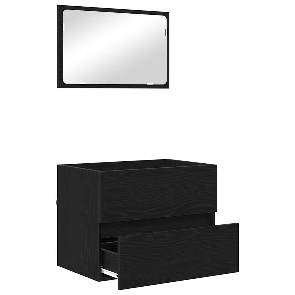 Badezimmermöbelset 2 pcs Schwarz Eichen-Optik 57 x 37 x 45 cm