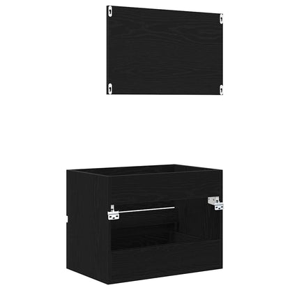 Badezimmermöbelset 2 pcs Schwarz Eichen-Optik 57 x 37 x 45 cm