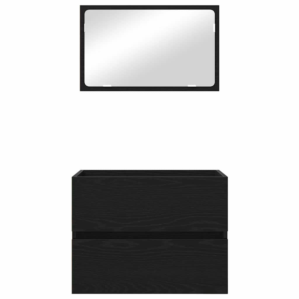 Badezimmermöbelset 2 pcs Schwarz Eichen-Optik 57 x 37 x 45 cm