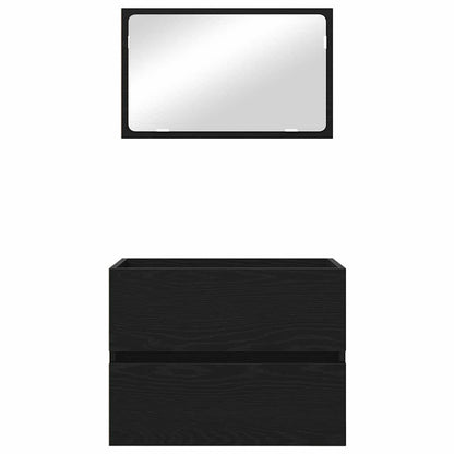 Badezimmermöbelset 2 pcs Schwarz Eichen-Optik 57 x 37 x 45 cm