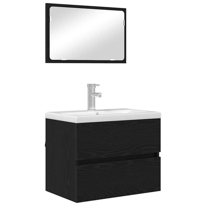 Badezimmermöbelset 2 pcs Schwarz Eichen-Optik 57 x 37 x 45 cm