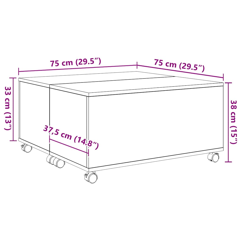 Couchtisch Altholz 75 x 75 x 38 cm Holzwerkstoff
