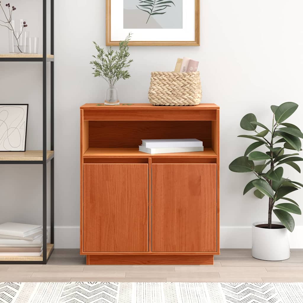 Sideboard Wachsbraun 70 x 34 x 80 cm Massivholz Kiefer