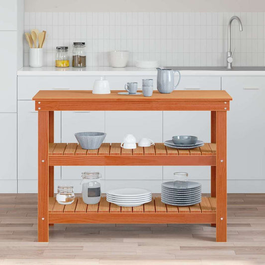 Werkbank Wachsbraun 110.5 x 50 x 80 cm Massivholz Kiefer