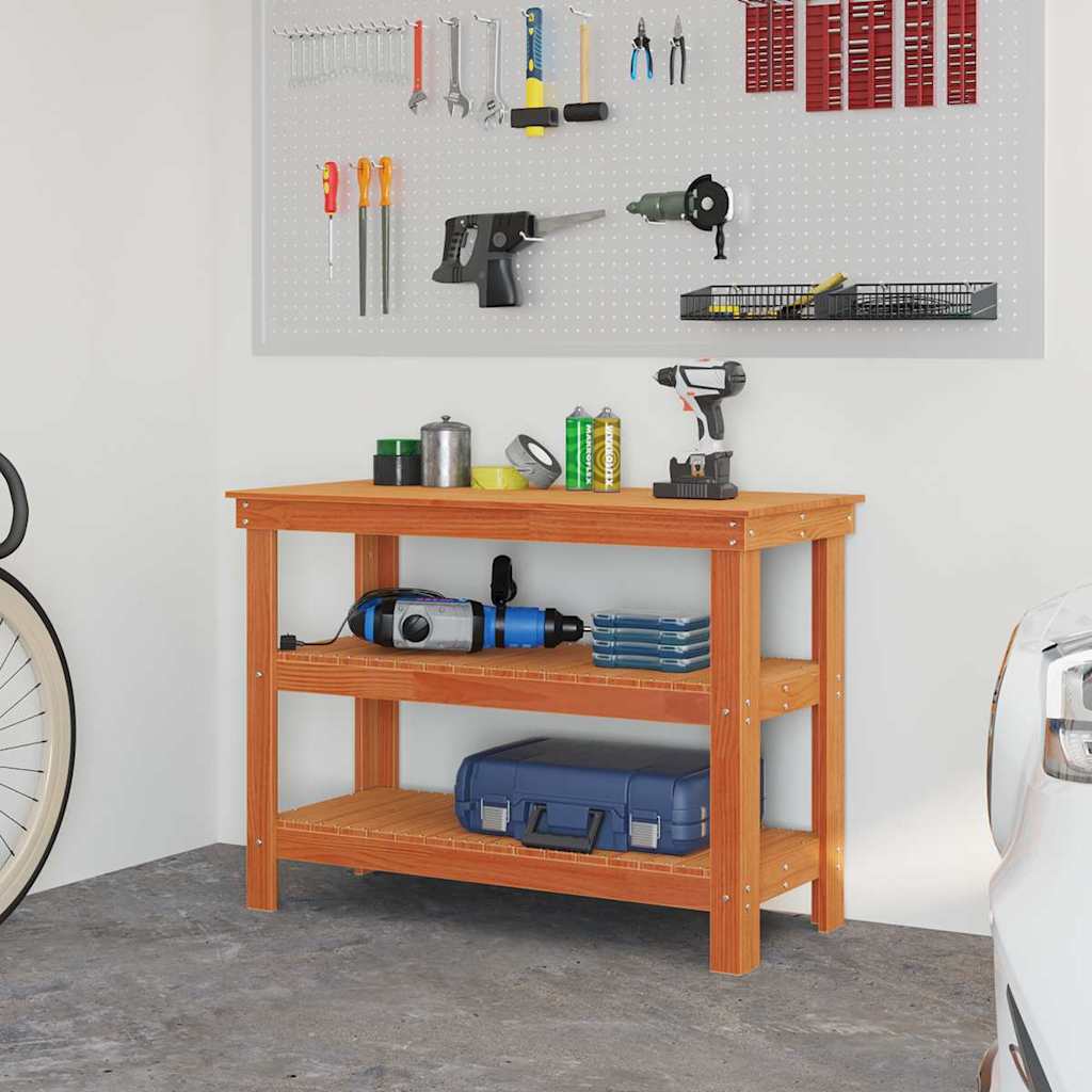 Werkbank Wachsbraun 110.5 x 50 x 80 cm Massivholz Kiefer
