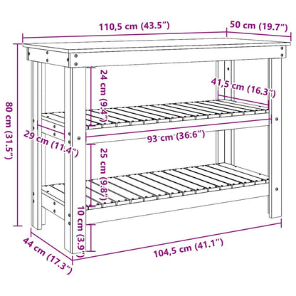 Werkbank Wachsbraun 110.5 x 50 x 80 cm Massivholz Kiefer