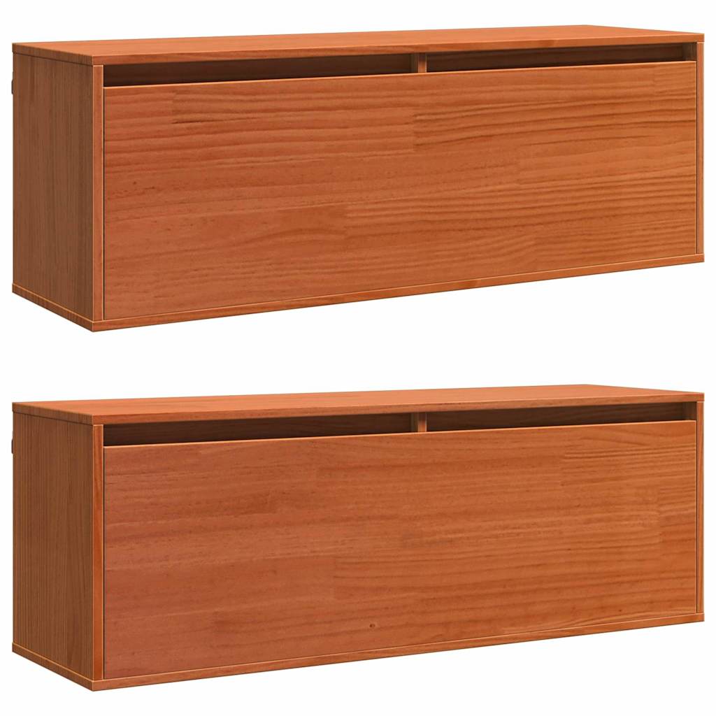 Wandschränke Wandmontiert 2 pcs Wachsbraun 100 x 30 x 35 cm