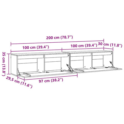 Wandschränke Wandmontiert 2 pcs Wachsbraun 100 x 30 x 35 cm