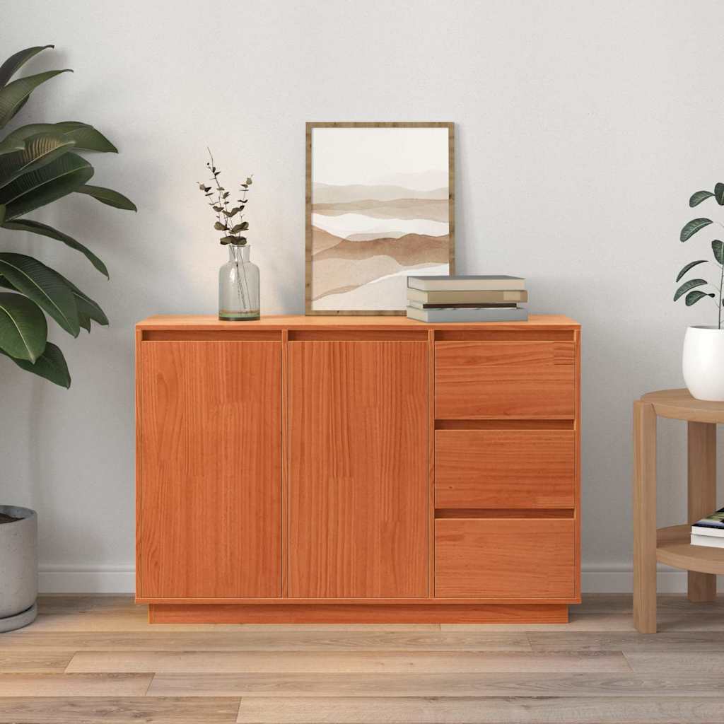 Sideboard Braun 111 x 34 x 75 cm Massivholz Kiefer