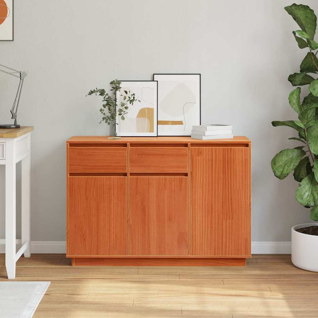Sideboard Wachsbraun 110 x 34 x 75 cm Massivholz Kiefer