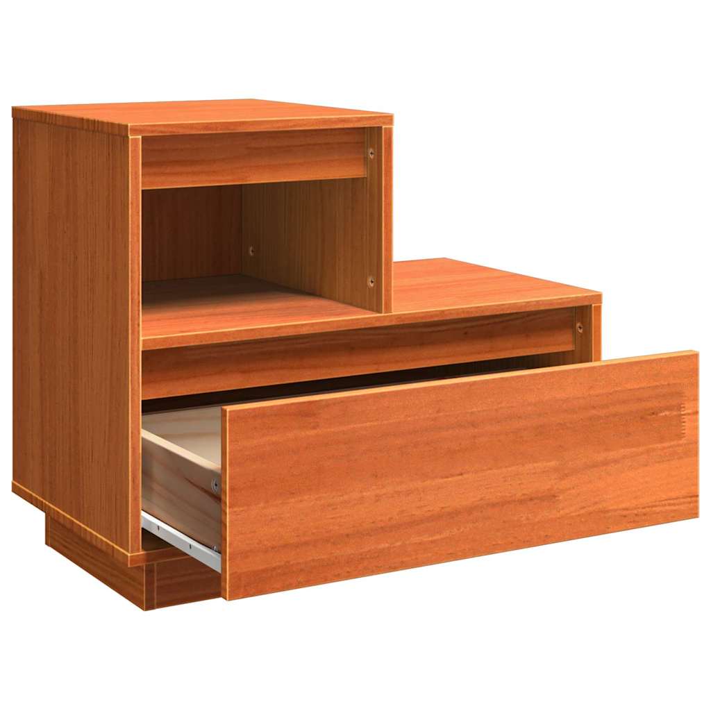 Nachttisch 2 pcs Wachsbraun 60 x 34 x 51 cm Kiefer Massivholz