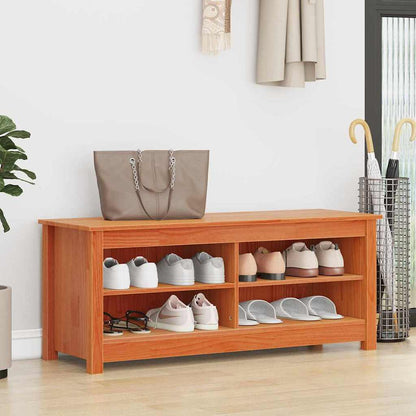 Schuhbank Wachsbraun 110 x 38 x 45.5 cm Massivholz Kiefer