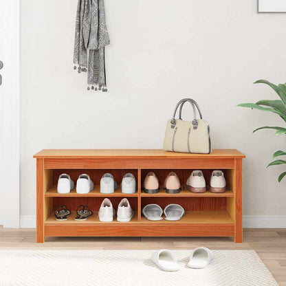 Schuhbank Wachsbraun 110 x 38 x 45.5 cm Massivholz Kiefer