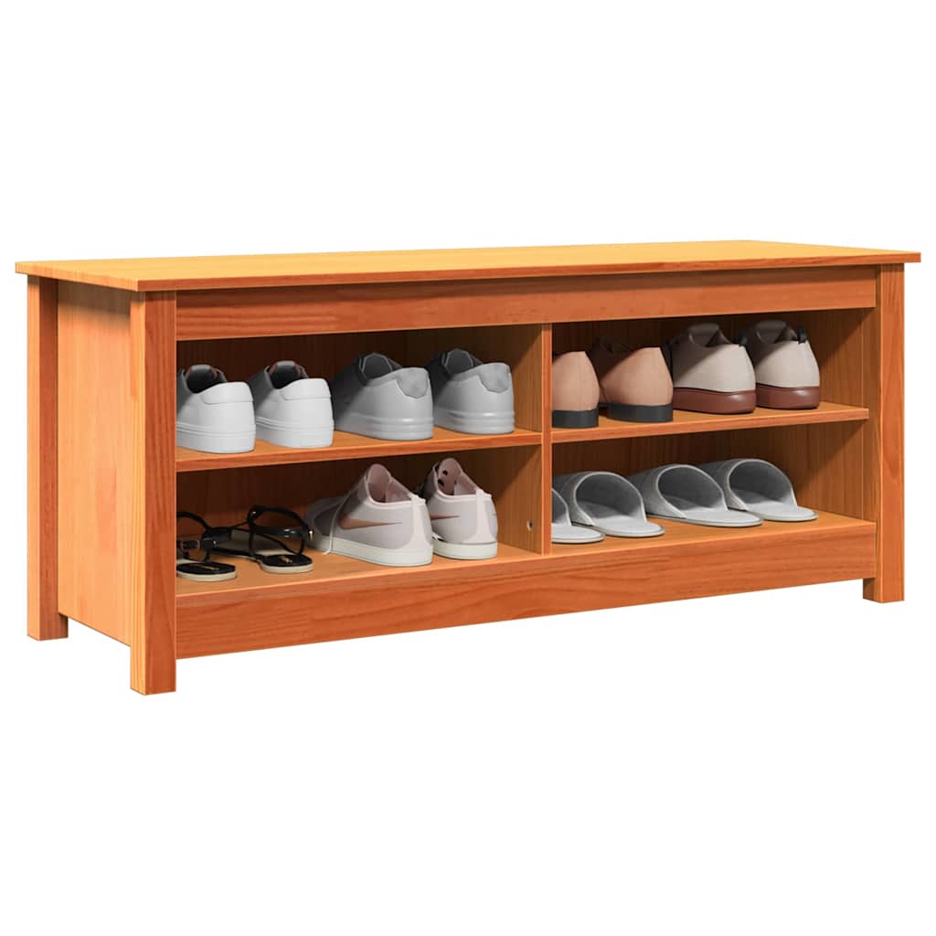 Schuhbank Wachsbraun 110 x 38 x 45.5 cm Massivholz Kiefer