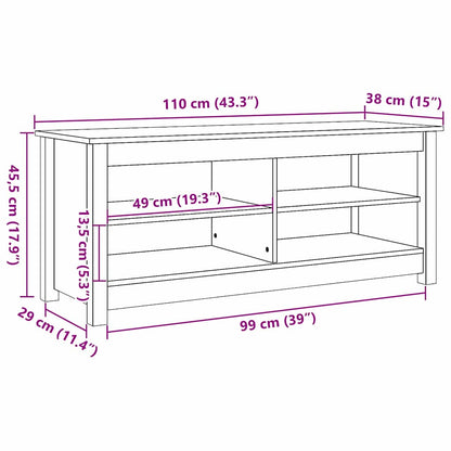 Schuhbank Wachsbraun 110 x 38 x 45.5 cm Massivholz Kiefer