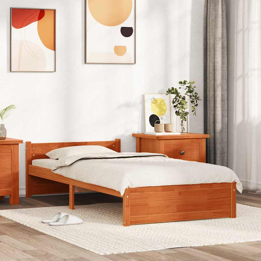 Bettgestell Wachsbraun 75 x 190 cm Massivholz Kiefer
