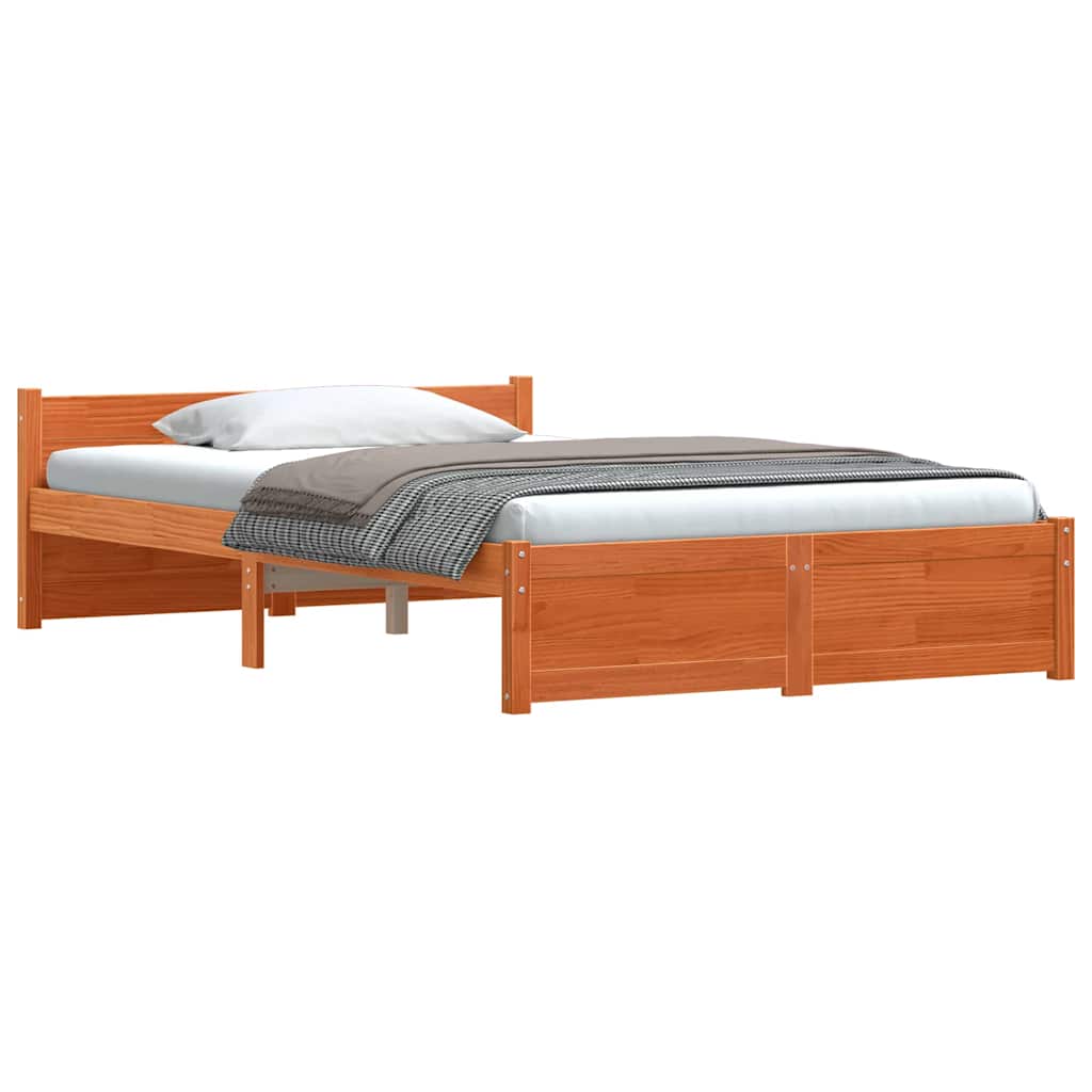 Bettgestell Wachsbraun 120 x 190 cm Massivholz Kiefer