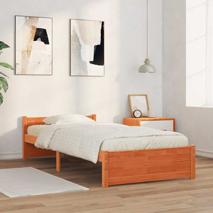 Bettgestell Wachsbraun 90 x 200 cm Massivholz Kiefer