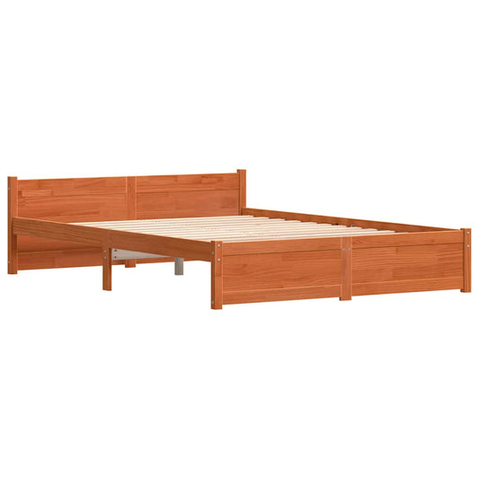 Bettgestell Wachsbraun 140 x 200 cm Massivholz Kiefer