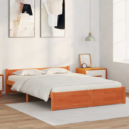 Bettgestell Wachsbraun 150 x 200 cm Massivholz Kiefer