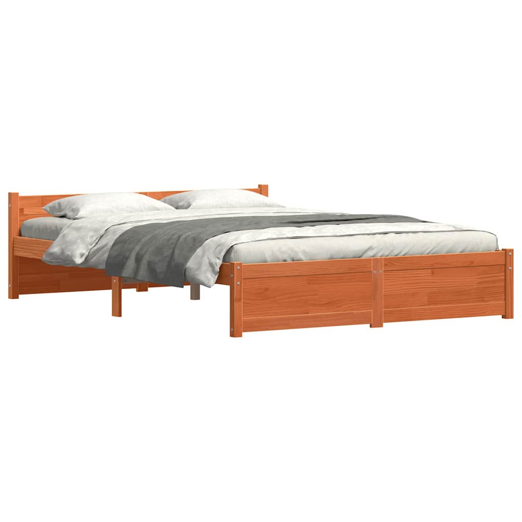 Bettgestell Wachsbraun 150 x 200 cm Massivholz Kiefer