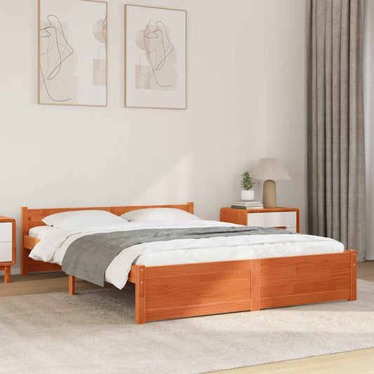 Bettgestell Wachsbraun 160 x 200 cm Massivholz Kiefer