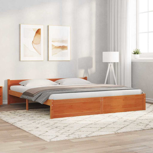 Bettgestell Wachsbraun 200 x 200 cm Massivholz Kiefer