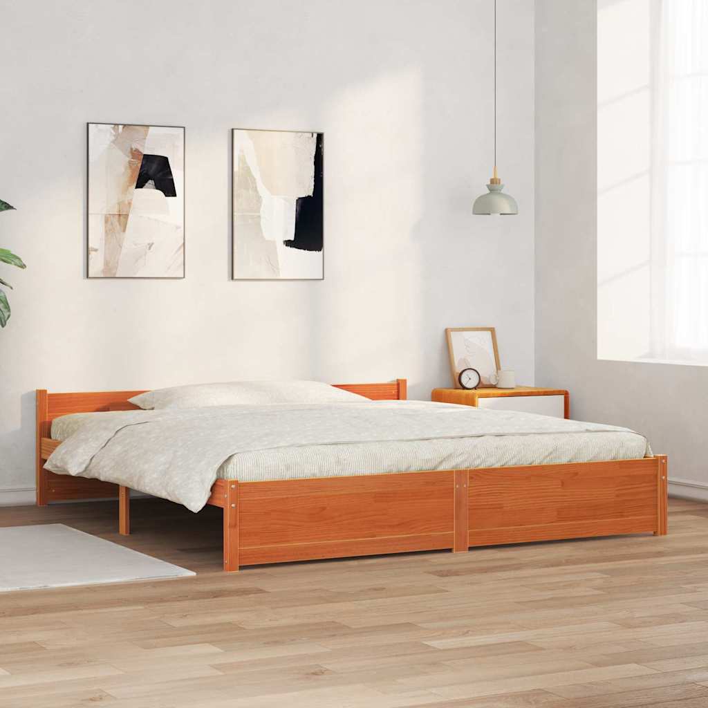 Bettgestell Wachsbraun 200 x 200 cm Massivholz Kiefer