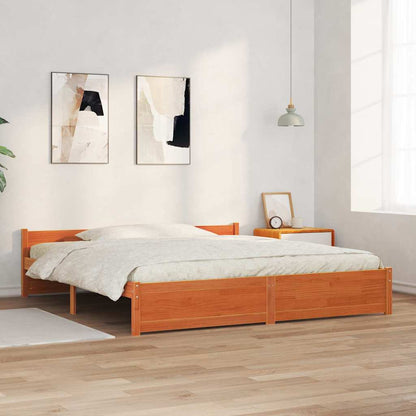 Bettgestell Wachsbraun 200 x 200 cm Massivholz Kiefer