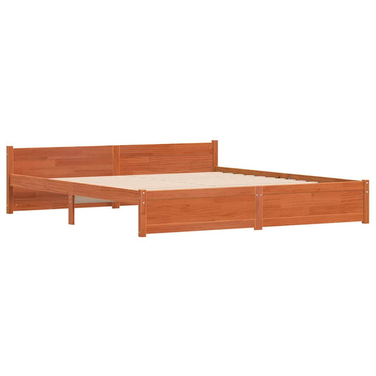 Bettgestell Wachsbraun 200 x 200 cm Massivholz Kiefer