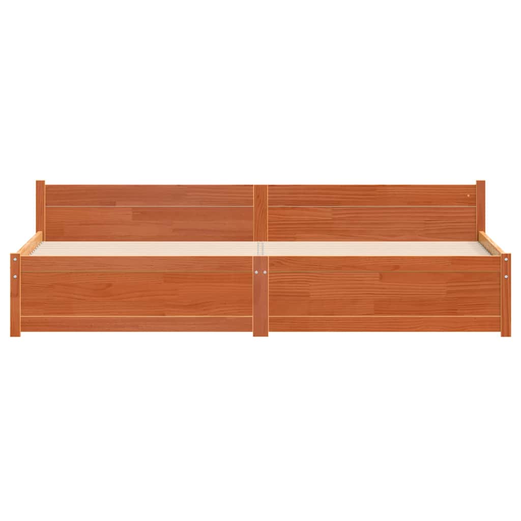 Bettgestell Wachsbraun 200 x 200 cm Massivholz Kiefer