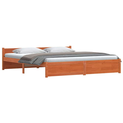 Bettgestell Wachsbraun 200 x 200 cm Massivholz Kiefer