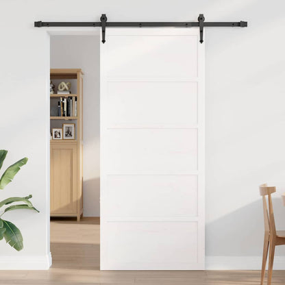 Scheunentür Weiß 100 x 208 cm Massivholz Kiefer